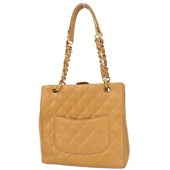 Chanel Beige Calfskin Petite Shopping Tote PST Chain Handbag 185152 - Picture 2 of 11